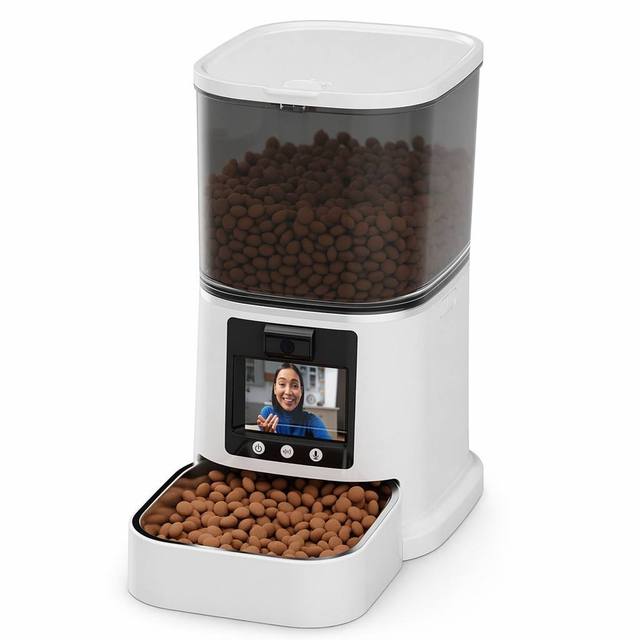Smart Automatic Pet Feeder with Camera Video AI Recognition 2-Way App Control Dog Cat Food Dispenser Large Capacity - Yilin Pet