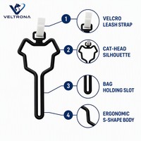 Clip de fixation pour sacs à déjections canines, en plastique noir, fixation Velcro pour laisse, support mains libres pour sacs à crottes de chien, 9 couleurs, 14 cm, 15 g
