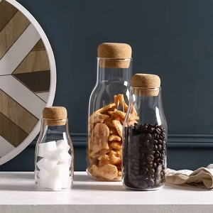 Pot en verre avec <span class=keywords><strong>bouchon</strong></span> en liège, pots personnalisés, récipient alimentaire en verre, grande capacité, pot <span class=keywords><strong>de</strong></span> rangement en verre pour la cuisine - Product Image 1