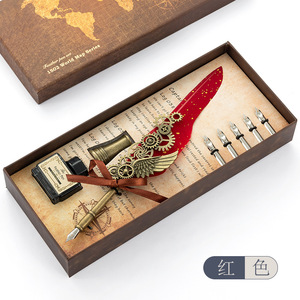 Retro divit kalem İngiliz öğrenci Dip Metal dolma kalem doğum günü hediyesi takım makineleri tüy kalem - Product Image 4