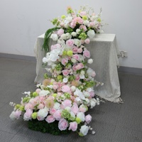 Arrangements floraux de mariage artificiels rose, blanc et vert, ensemble de fleurs en cascade artificielles pour la décoration de table et de fond de mariage