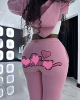 Ensemble deux pièces surdimensionné 2026 personnalisé avec impression en relief, sweat-shirt épais zippé et crop top à capuche pour femme, survêtement