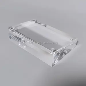 Clear Acrílico Sign Display Block Holder Titular do cartão de preço magnético acrílico inclinado Preço Tag Display Block