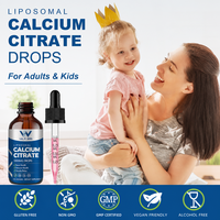 Gouttes de citrate de calcium liposomales, complément pour le soutien osseux, magnésium, vitamine D3 K2, saveur fraise, OEM, marque privée