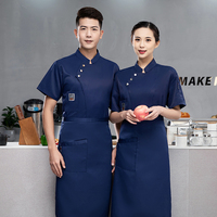 Veste de Cuisine Professionnelle Unisexe à Manches Courtes, Polyester-Coton Respirant, Couleur Personnalisée, pour Uniformes de Serveurs, Restaurants et Bars