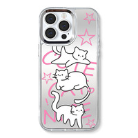 Chat mignon miroir de maquillage et étui de téléphone portable pour iPhone 11 12 13 14 15 16 Pro Max accessoire pratique sac fille étui de téléphone