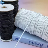 Cordon élastique rond en tissu coloré de 2 mm, 2,5 mm, 3 mm, 3,5 mm, 4 mm, 5 mm, 6 mm, en rouleau, cordon en caoutchouc antichoc, fil élastique, cordon élastique de 2 mm