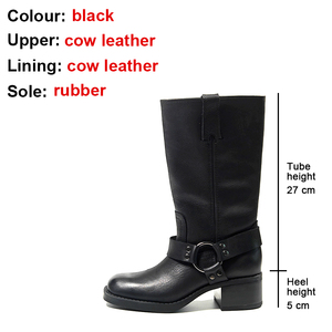 Bottes d'hiver pour femmes à talon épais, en <span class=keywords><strong>cuir</strong></span> souple, à bout carré, de haute qualité, vente en gros - Product Image 4