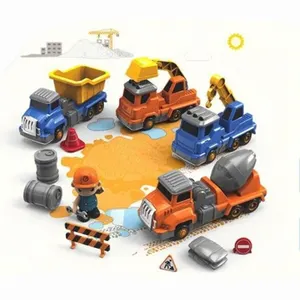 クリエイティブ面白いDIYおもちゃビルディングブロック車17個建設エンジニアリング車両磁気力ビルディングブロック組み立てゲーム