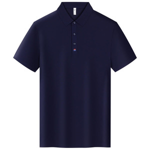 Camisa Polo de Manga Corta Azul Marino de Color Sólido para Uso Diario - Product Image 1