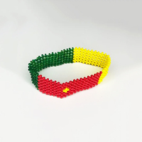 Bracelet Perlé Drapeaux des Pays d'Afrique Centrale : Gabon, Cameroun, Tchad, Rép. du Congo, R.D. Congo, Guinée Équatoriale, São Tomé et Príncipe – Cadeaux Patriotiques