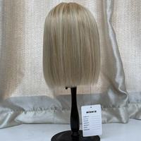 Peluca con Nudos Decolorados y Borde Natural, Cabello Humano Virgen Premium Liso y Sedoso para Mujeres Blancas, Cabello Caucasiano para Salón de Belleza