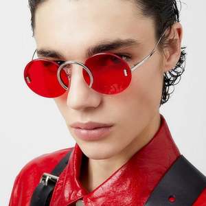 Lunettes de soleil tendance vintage 2022 pour hommes, monture métallique entrelacée, lunettes de soleil rondes surdimensionnées sans monture pour femmes - Product Image 1