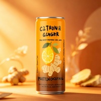 Cocktail protéiné au citron et au gingembre, 10% ABV, 10g de protéines de lactosérum, boisson en conserve sans sucre, prête à boire, boisson alcoolisée 330ml