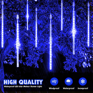 8 ống năng lượng mặt trời mưa sao băng đèn ấm trắng Pin hoạt động vườn giáng sinh Vòng Hoa Rơi mưa hiệu ứng IP44 treo chuỗi - Product Image 2