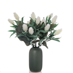Bouquet de fleurs artificielles CallaFloral Queue de Lapin, en plastique blanc, pour décoration intérieure, mariage, artisanat, bouquet à main - Product Image 5
