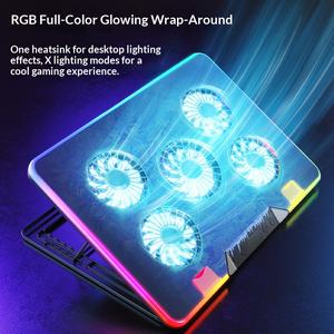 Support de refroidissement pour ordinateur <span class=keywords><strong>portable</strong></span> pliable à cinq ventilateurs, refroidissement par air, effet lumineux RGB en métal, haute performance, 17 pouces, en stock, best-seller Great Roc - Product Image 4