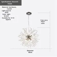 Luciole Cristal LED Lustre Salon Simple Moderne Pissenlit Conception Luminaires De Luxe Lustre En Cristal Moderne