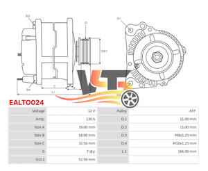 EALTO024 alta calidad 130A Auto <span class=keywords><strong>alternador</strong></span> nuevo coche generador para <span class=keywords><strong>TOYOTA</strong></span> para <span class=keywords><strong>RAV4</strong></span> 3,5 Lexus 350 450 1042102090 UD11465A 12822 - Product Image 5