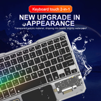 HTDY YENİ Akrilik Şeffaf Mini Kablosuz Klavye, 7 RGB Arka Aydınlatmalı, Type-C Arayüzlü, Ultra İnce Tasarımlı ve Multimedya Tuşlu