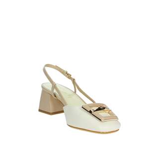 Laura Biagiotti Women's Slingback <b>Pumps</b> Beige 8991 Square Toe Heel - Product Image 5