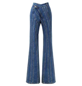 Kustom tren baru musim gugur grosir bell bawah flare celana Jeans wanita musim semi penjualan terlaris Denim Wanita Jeans