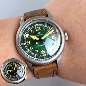 Tandorio Montre automatique pour homme 36mm bombé saphir cristal NH35 Mouvement noir vert <span class=keywords><strong>cadran</strong></span> 20ATM étanche - Product Image 5