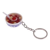 Porte-clés bol alimentaire réaliste en PVC écologique, modèle 4 cm, impression numérique AWE, style chinois, pendentif en plastique pour jeu de simulation