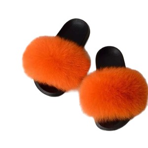 Pantoufles plates en laine, chaussures anti-fourrure de renard, version coréenne des <span class=keywords><strong>tongs</strong></span> pour l'extérieur, printemps et été - Product Image 5
