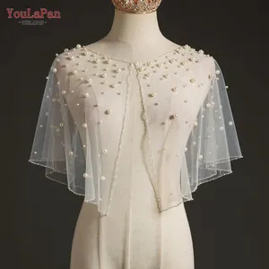 Элегантная женская блузка YouLaPan VG31 с жемчугом, большие размеры, Тюлевое вечернее платье, куртка, накидка, белая свадебная шаль для невесты