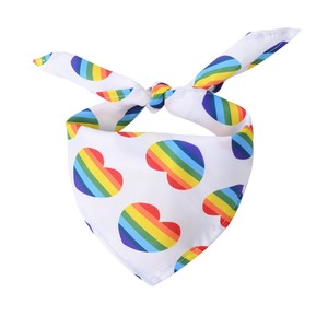Bandana pour animaux de compagnie en forme de cœur arc-en-ciel, lavable, écharpe pour chien et chat, accessoire cadeau pour festival - Product Image 1