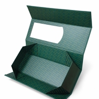 Boîte en carton pliable personnalisée avec fenêtre transparente en PET, emballage en papier plat pour vin, thé, vente en gros