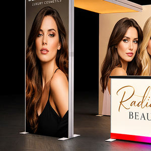 10x10 फीट कॉस्मेटिक प्रदर्शनी, बैकलिट ब्यूटी ट्रेड शो बूथ डिस्प्ले बूथ लाइट बॉक्स पृष्ठभूमि - Product Image 2