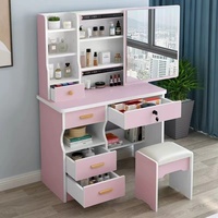 Coiffeuse moderne compacte pour la maison, meuble de rangement simple pour maquillage, miroir intégré pour chambre à coucher