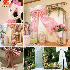 LISSE taille personnalisée couleur grand arc toile de fond décor ruban de fuite rouge velours arc pour la fête de mariage - Product Image 5