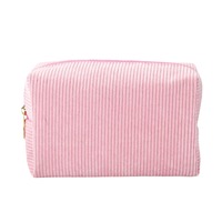 Sac cosmétique personnalisé en velours côtelé pratique fermeture à glissière sac de maquillage de voyage cadeau promotionnel pochette sac de rangement en gros