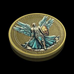 Moneda conmemorativa del Arcángel Miguel, moneda de desafío de comercio exterior, Salmo 91:10-11, moneda de coleccionista motivacional, fundición UV - Product Image 3
