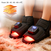 Masseur de pieds sans fil avec compression d'air et chaleur, pantoufle de massage des chevilles et des pieds chauffante en graphène rechargeable sans fil