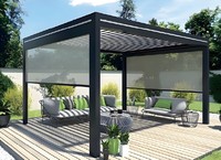 Pergola moderne de luxe en aluminium avec toit à lames orientables imperméable pour jardin, balcon, verre électrique, revêtement en poudre, nature