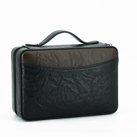 Sac à cigares en cuir véritable JH Wholesale Handbag pour 7 cigares avec hygromètre, accessoires pour humidor à cigares