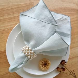 100% Linen Square <strong>Tea</strong> Cloth Napkins Handmade Grey Lock Edge Soft and Durable <strong>Towels</strong> for Home Dining Party and Wedding Decor - Product Image 1