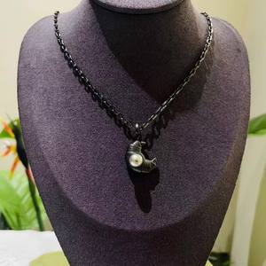 Accessoires en perles DIY 31211, pendentif vide en argent S925 en forme de lune avec perles rondes de 9 à 11 mm, colliers DIY - Product Image 2