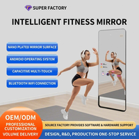 Espejo Inteligente para Fitness de 43 Pulgadas con Soporte de Piso, Pantalla Táctil Capacitiva Full HD, Construcción de Metal y Vidrio LCD, Ligero, para Yoga