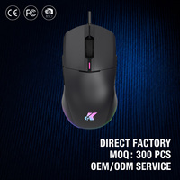 Souris de jeu légère Hot Esports avec rétroéclairage LED, design nid d'abeille, 3000 DPI, filaire USB en Paracord pour PC, ordinateur portable, bureau et usage domestique