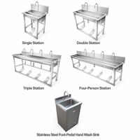 Wastafel Dapur Stainless Steel 201/304 Komersial, Custom Double Three Sink, Finishing Brushed Matt, Kaki Tinggi Dapat Disesuaikan