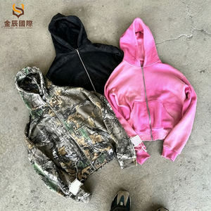 Sweat à capuche zippé surdimensionné épais avec broderie appliquée personnalisée, imprimé camouflage numérique Real Tree pour la chasse - Product Image 1