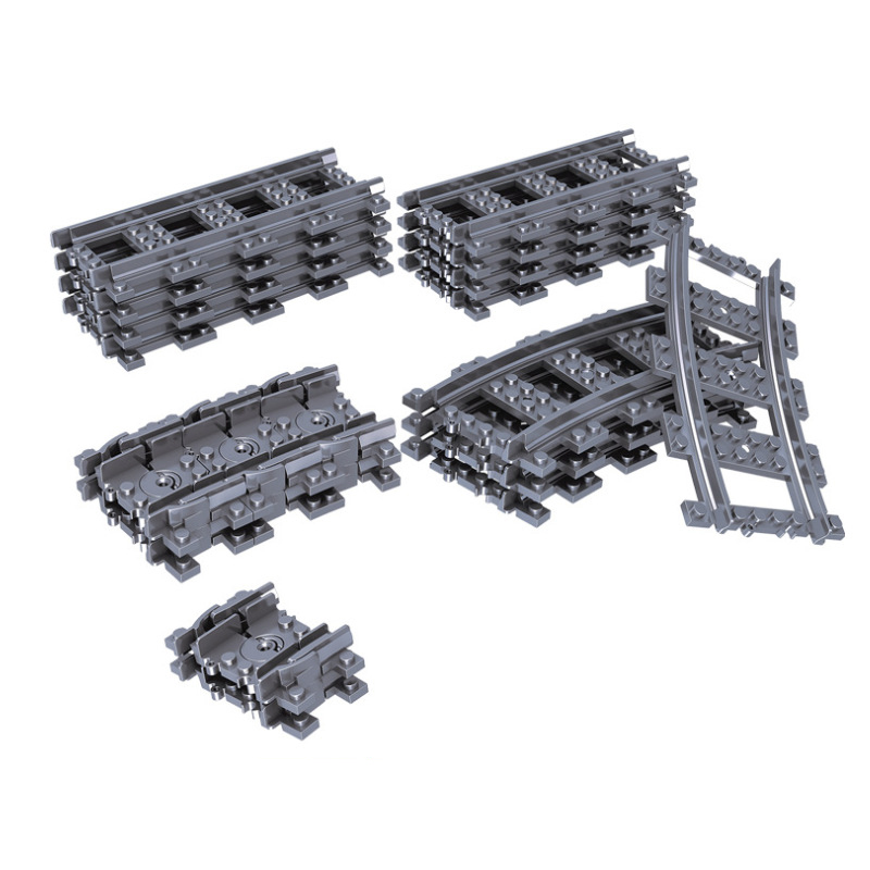 플라스틱 도시 기차 트랙 벽돌 모델 장난감 세트 빌딩 블록 부품 어린이 DIY 건설 완구 호환 모든 브랜드 철도