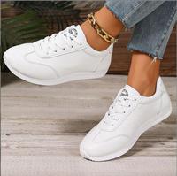 Baskets blanches légères à lacets pour femmes, chaussures de sport tendance, style coréen, pour étudiantes, collection automne