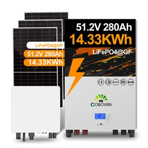 Kit de sistema de energia solar para uso doméstico, bateria de lítio 48v, 5kw, 10kw, 20kw, sistema de armazenamento de energia solar, conjunto híbrido completo