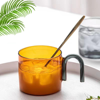 Gobelet en verre borosilicate haute résistance 300 ml, résistant à la chaleur, avec couvercle en bambou pour café glacé, thé et jus